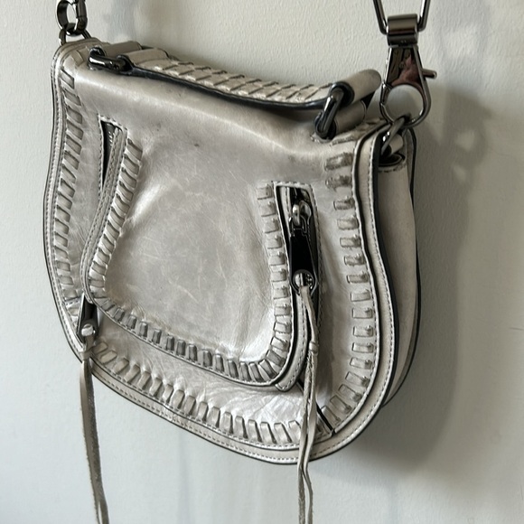 Rebecca Minkoff Vanity Saddle Bag Small Gray Crossbody Bag Purse Pockets - Picture 8 of 13